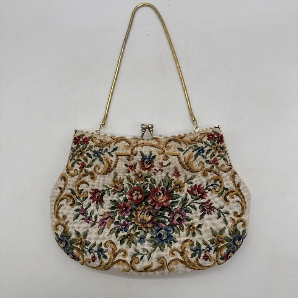 Vintage Dehill Floral Tapestry Purse 8